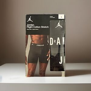 Jordan Flight 3 Pk. Mens Cotton Stretch Boxer Briefs Size Small Black Smoke Grey